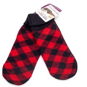 Muk Luks slipper socks - red/black āStay Cozyā